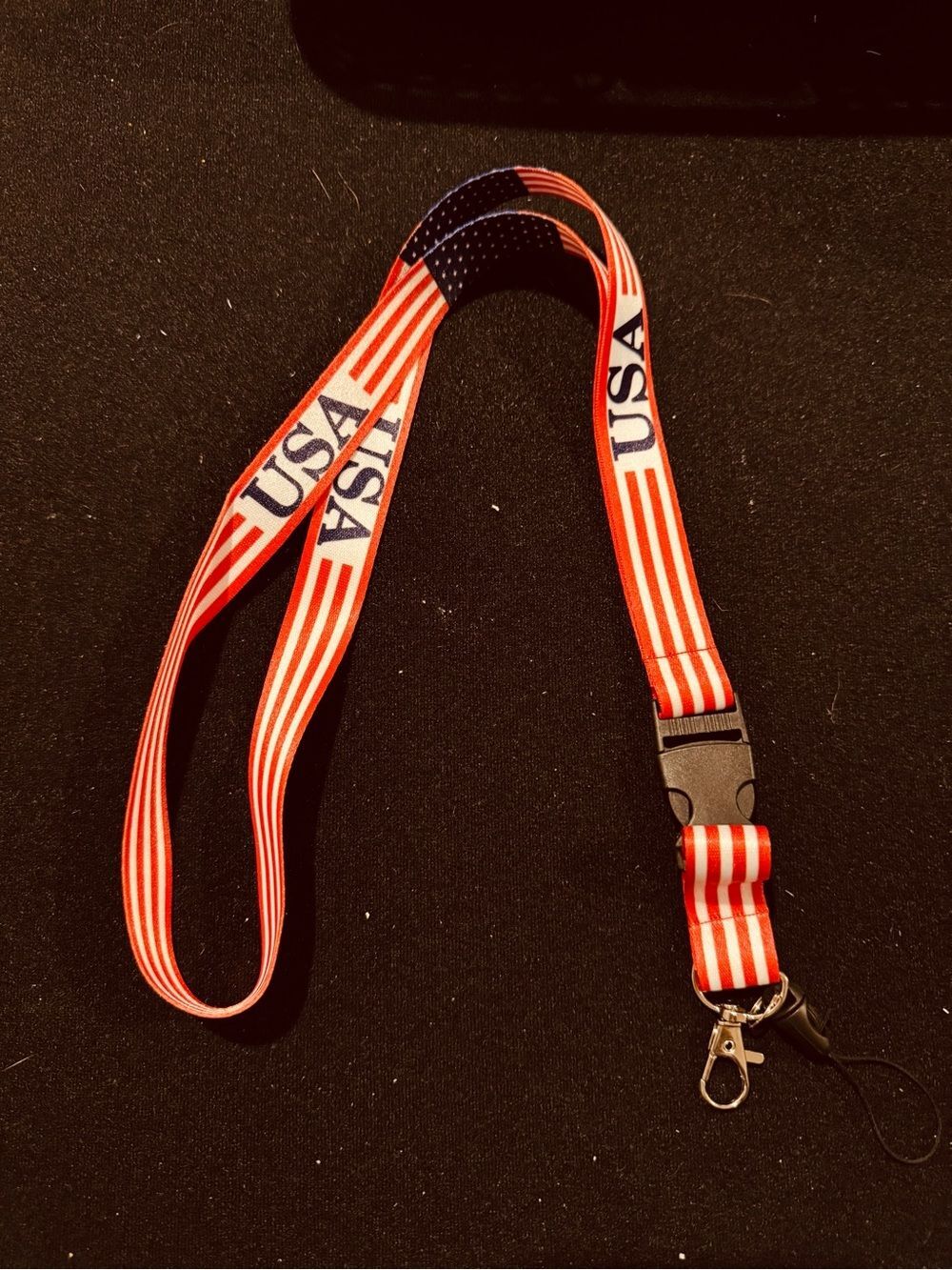 USA Patriotic American Flag Lanyard July 4th - Key & ID Badge Holder NWOT